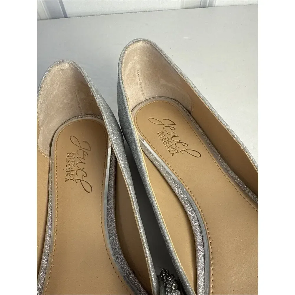Jewel Badgley Mischka Women's Vana Pointed Toe Evening Flat Shoes Size 5 1/2 New - Picture 8 of 10